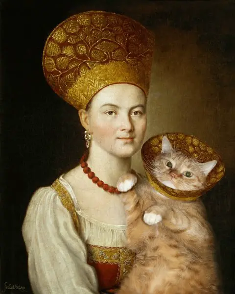 cats17 “Portrait of an Unknown Woman in Russian Costume” by Argunov