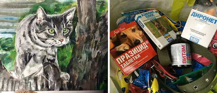9 year old Russian boy trades his art for abandoned dog food and medicine 5da95a09d95c7 700 1