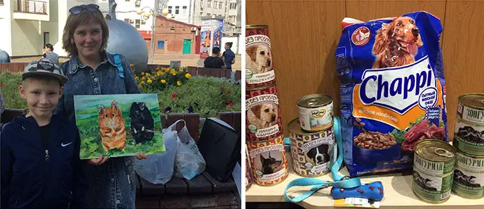 9 year old Russian boy trades his art for abandoned dog food and medicine 5da95c102ce53 700
