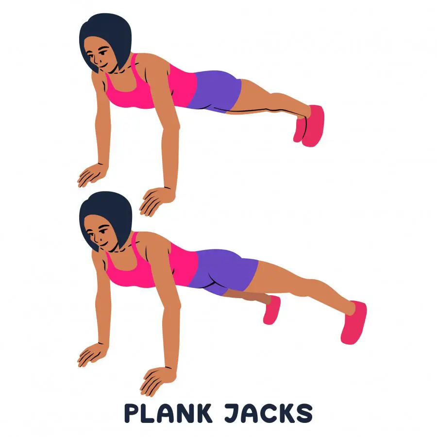 PLank jacks. Plank. Planking. Sport exersice. Silhouettes of woman doing exercise. Workout, training.