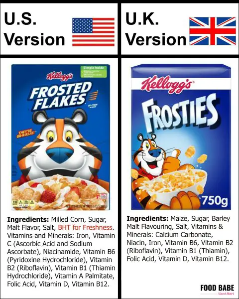 U.S. vs. Uk frosted flakes