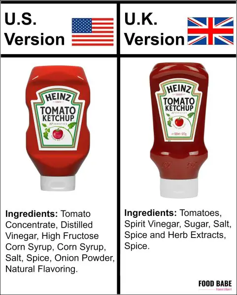 U.S. vs. Uk heinz ketchup ingredients