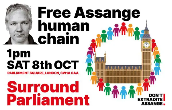 Surround Parliment Julian assange